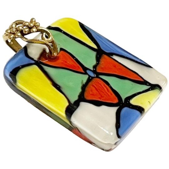 Art glass pendant with 10k gold bail - Picture 1 of 9